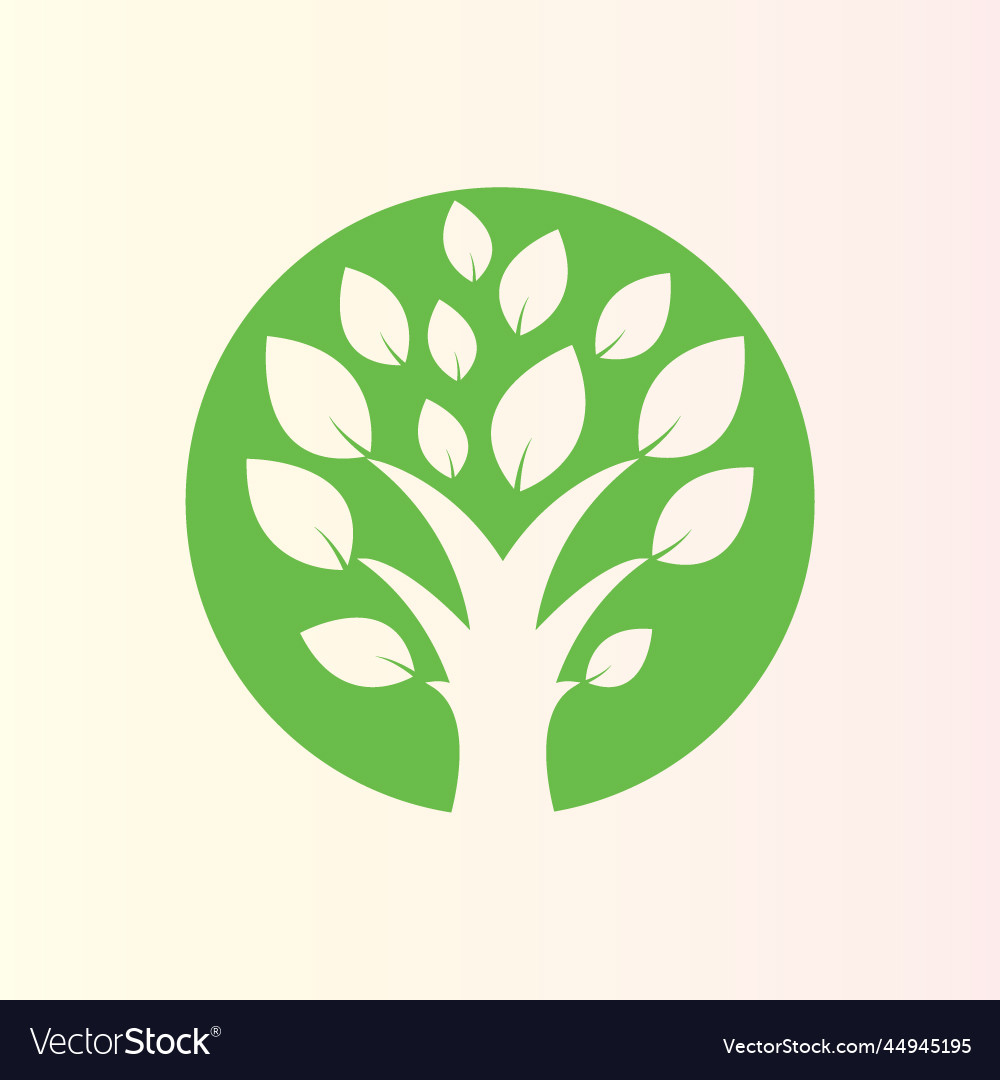 Sign tree in the park green circle logo Royalty Free Vector