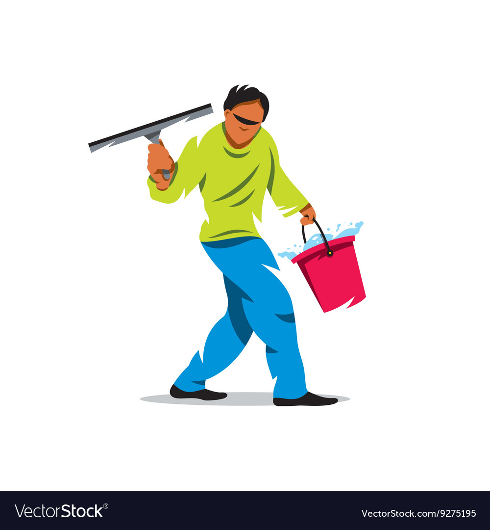Window washer cleaning service cartoon Royalty Free Vector Window washer cleaning service cartoon Royalty Free Vector