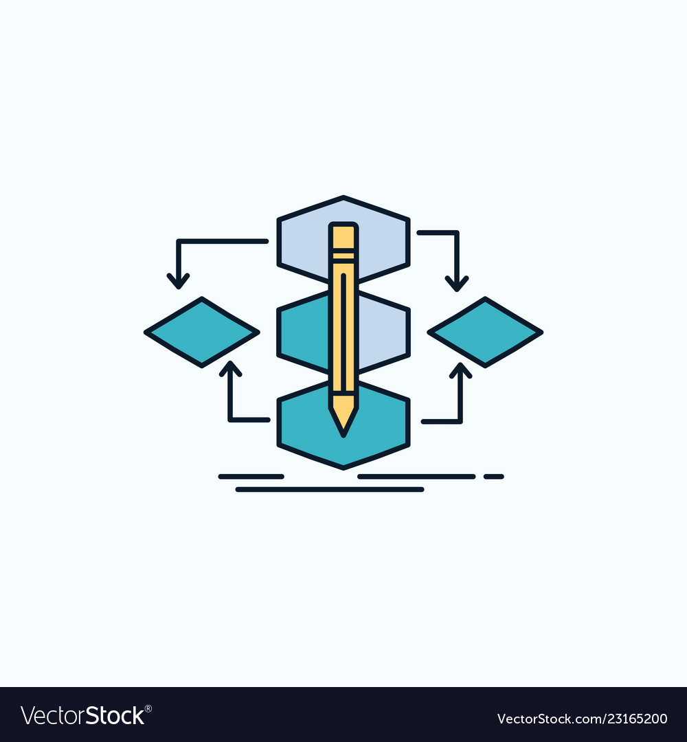 Algorithm design method model process flat icon