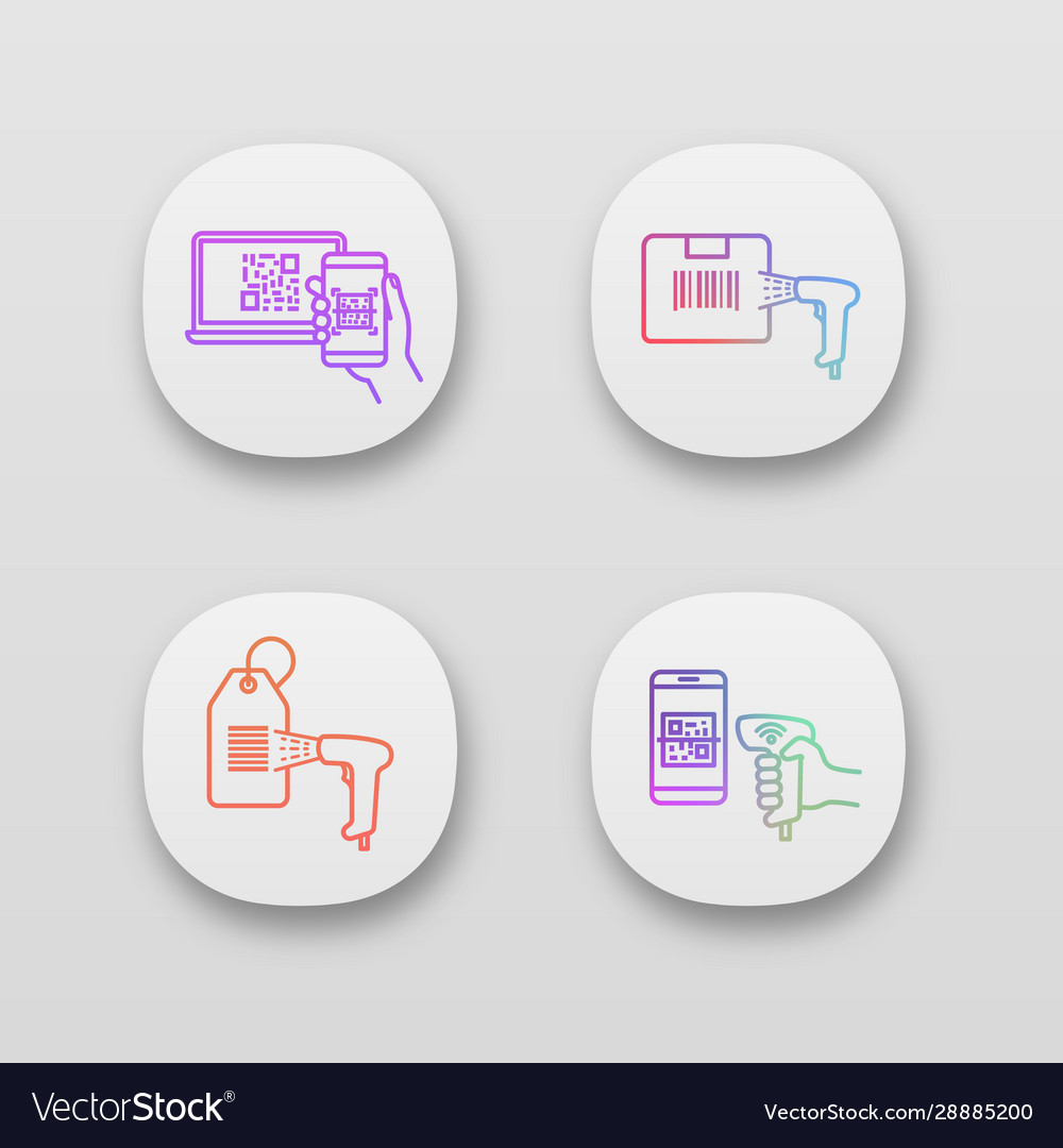 Barcodes app icons set vector image Barcodes app icons set