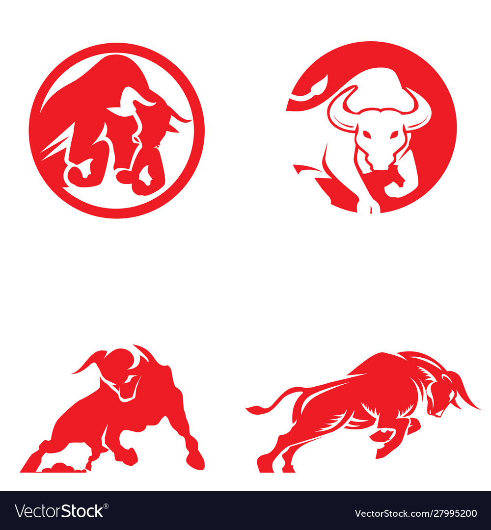 Bull logo and clip art set Royalty Free Vector Image