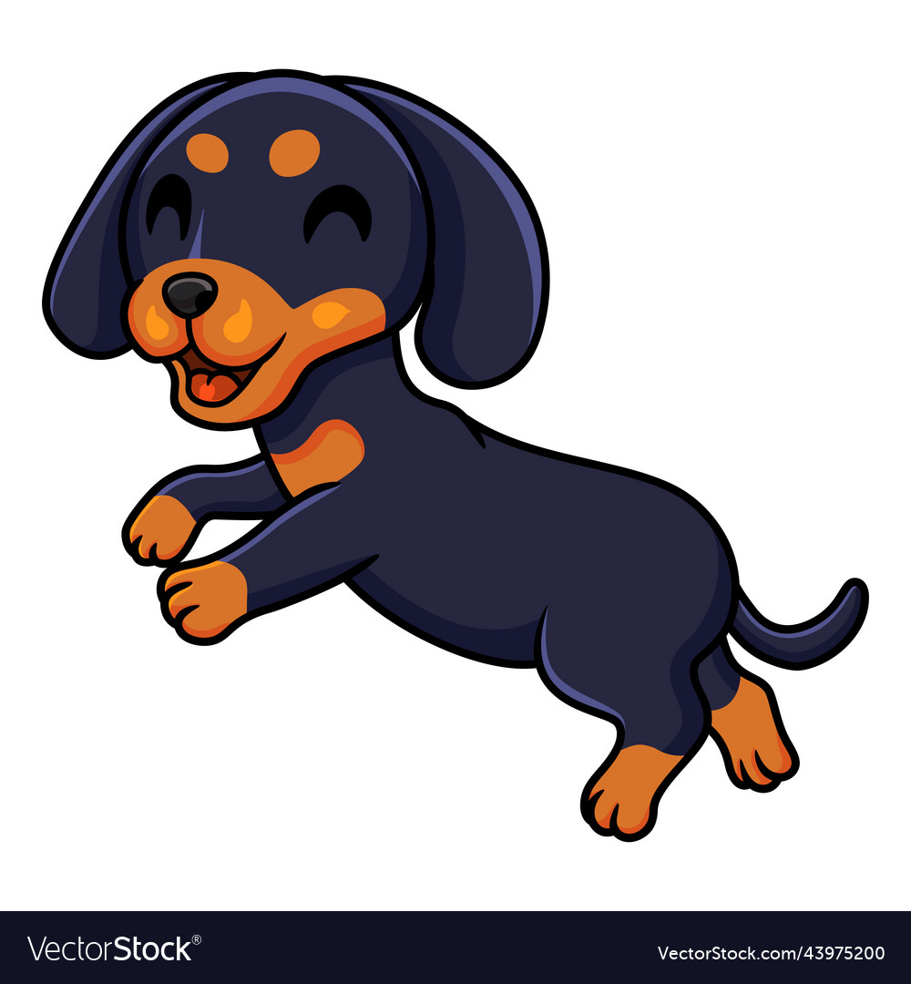 Cute dashund dog cartoon posing