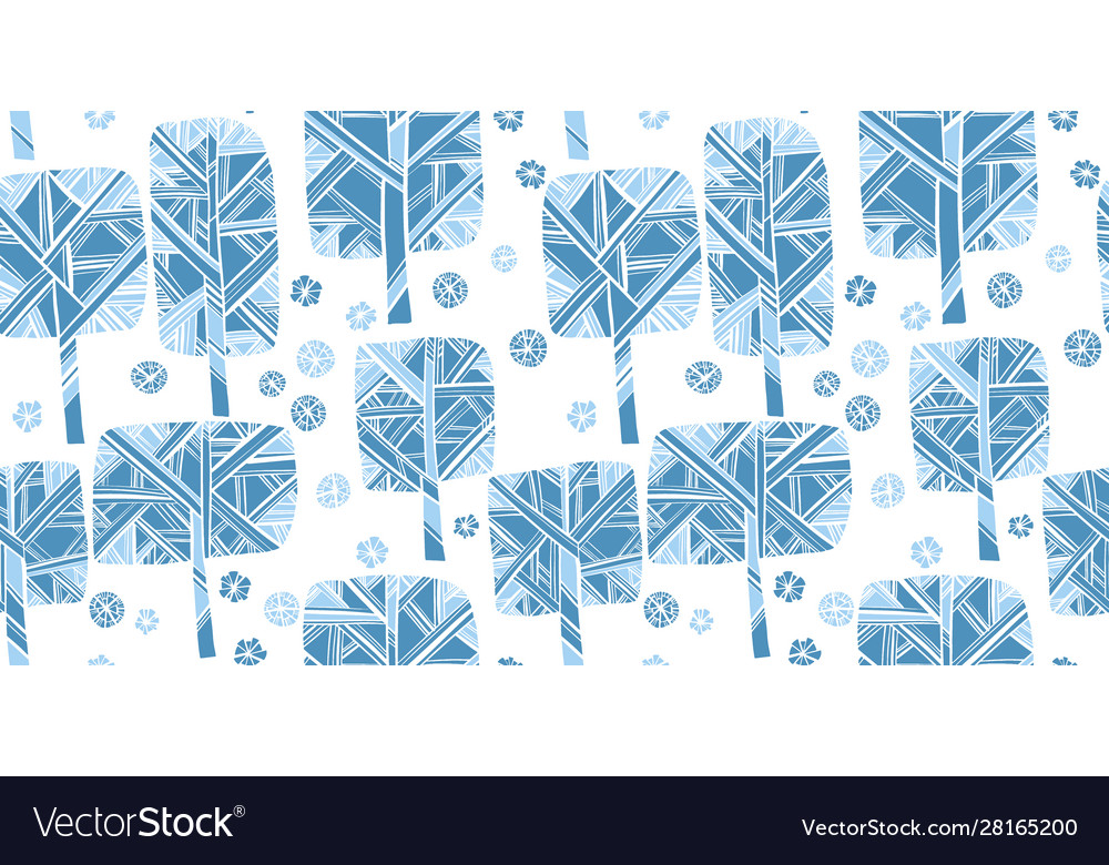 Cute winter blue naked tree seamless pattern vector image Cute winter blue naked tree seamless pattern