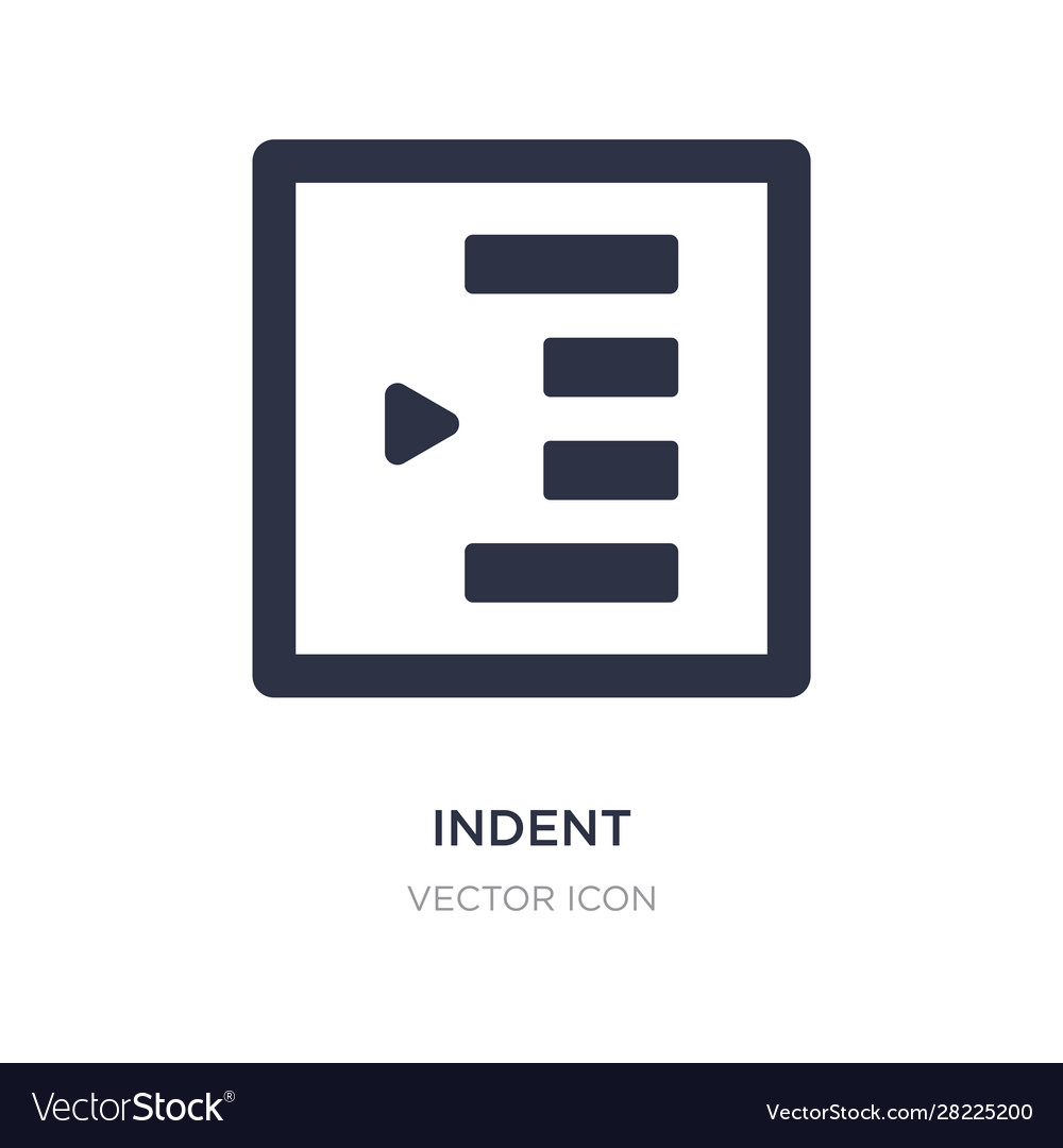 Indent icon on white background simple element vector image Indent icon on white background simple element