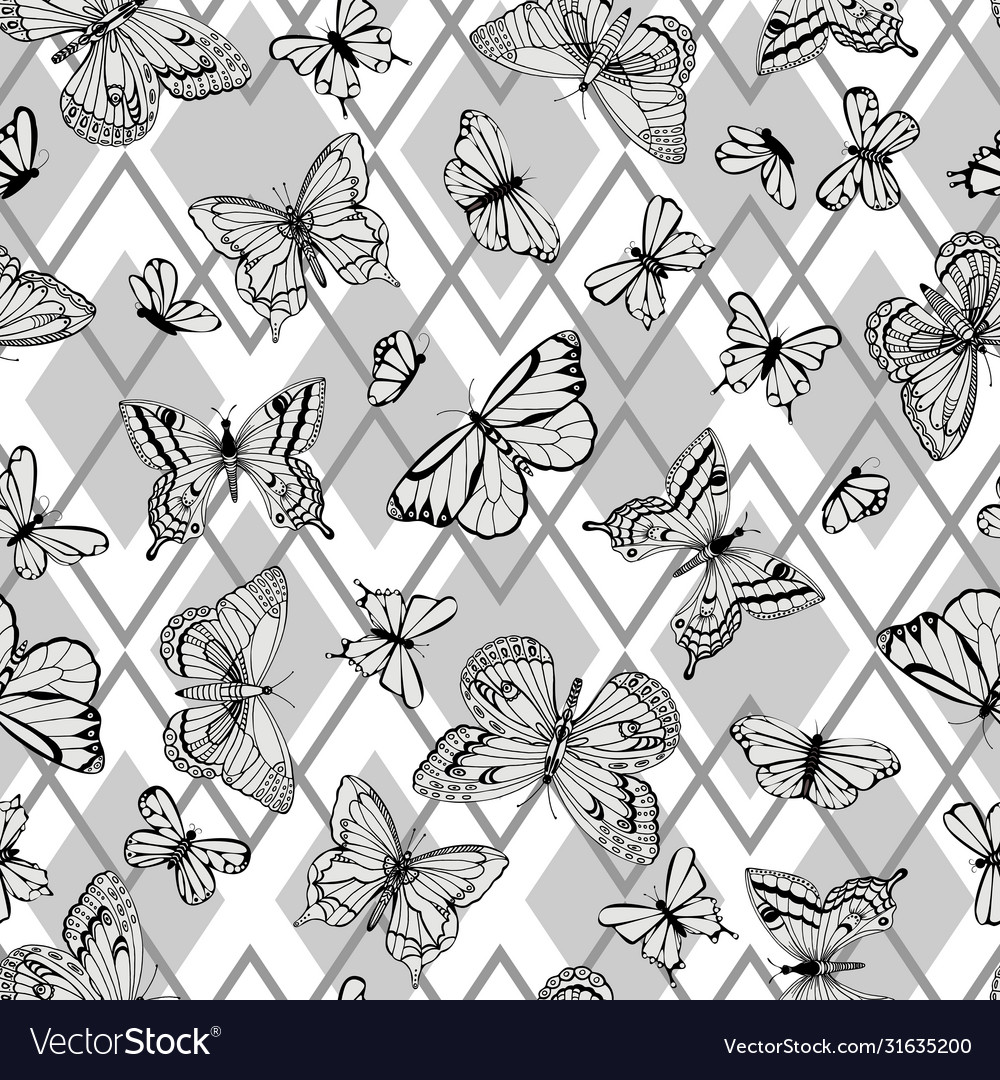 Seamless beautiful black and white pattern