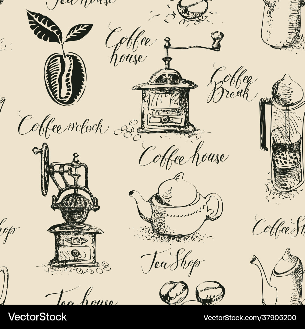 Seamless pattern on tea and coffee theme Vector Image