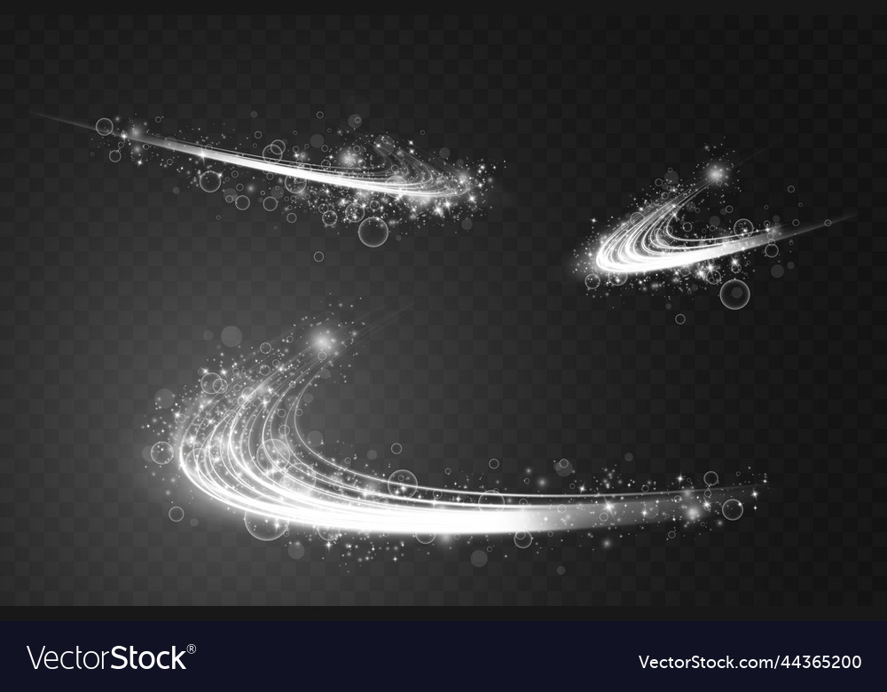 Set of abstract light lines movement and speed vector image Set of abstract light lines movement and speed