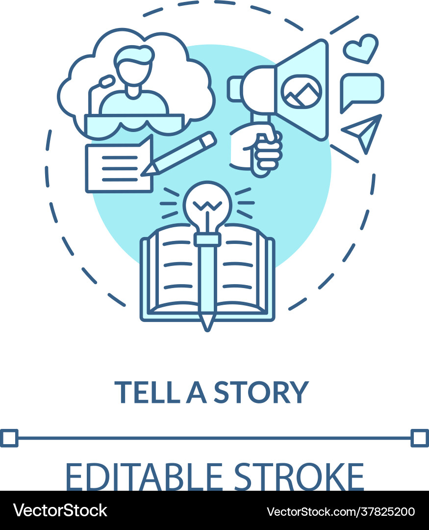 Tell story blue concept icon Royalty Free Vector Image