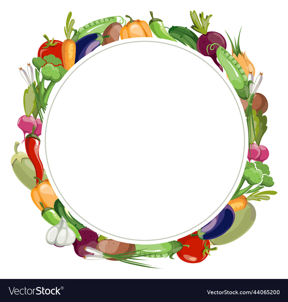 Vegetable frame blank circle with ripe color food Vector Image