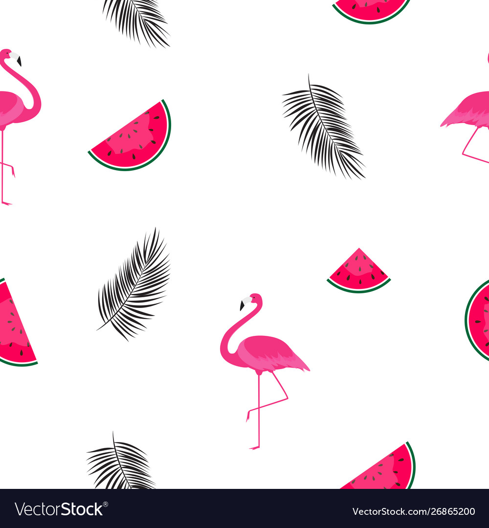 Watermelon Flamingo Tropical Pattern