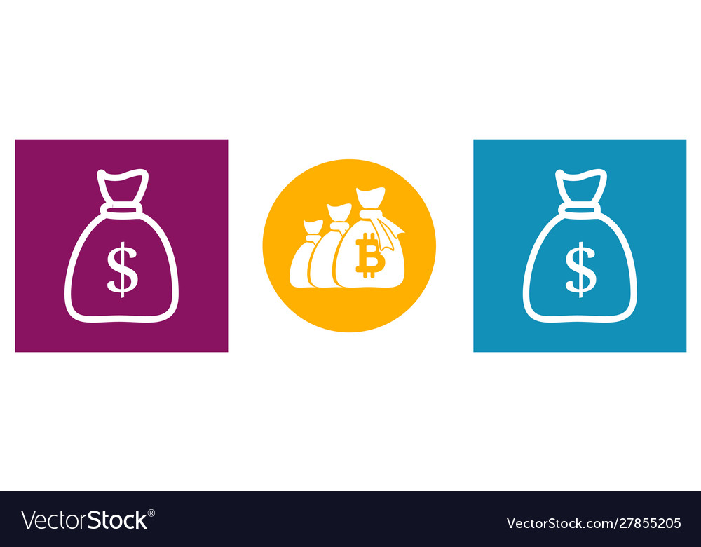 Bag money set modern icons in different