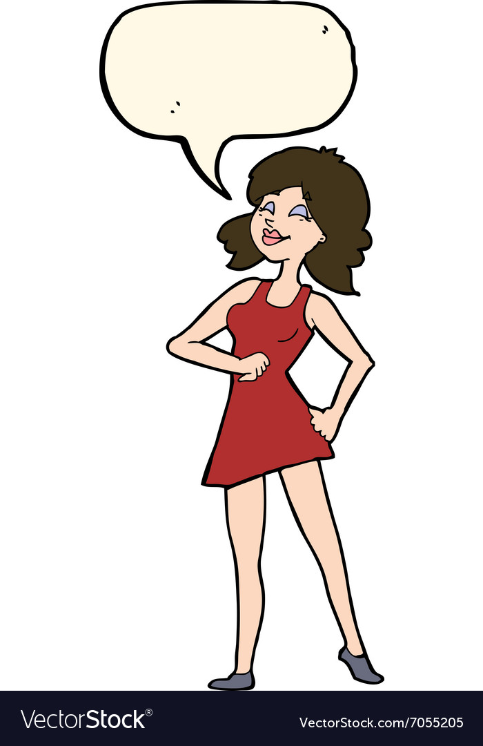 Cartoon proud woman with speech bubble