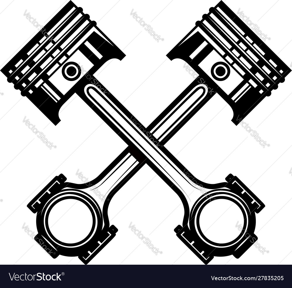 Crossed motorcycle pistons design element for Vector Image