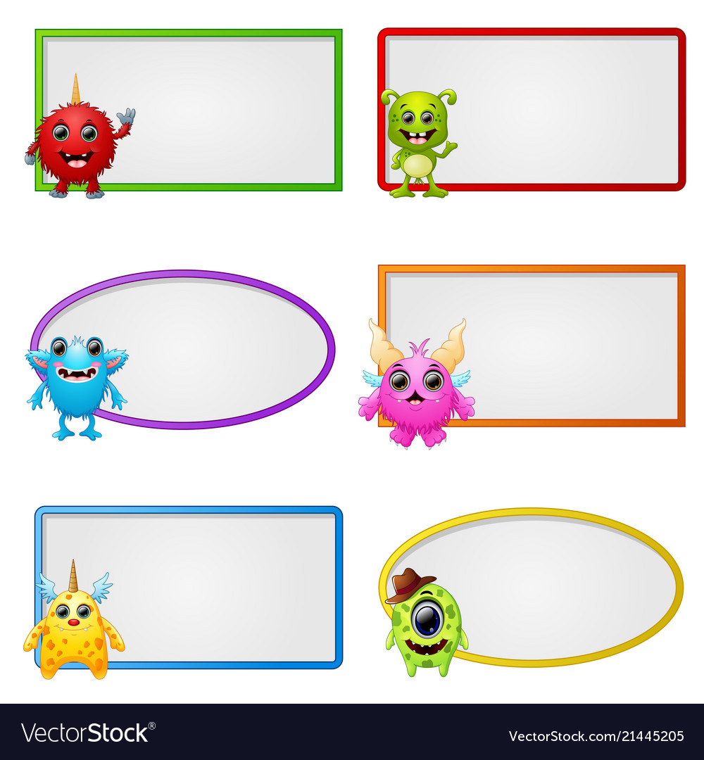 Empty frame with little monster character