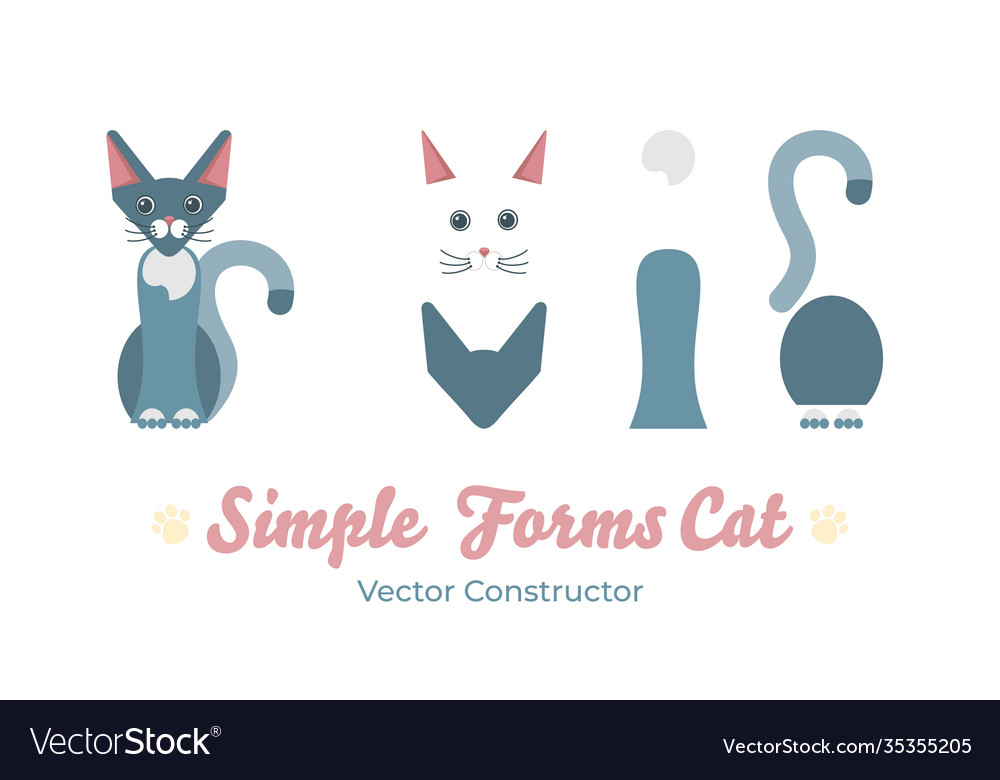 Flat sphinx cat isolate constructor vector image Flat sphinx cat isolate constructor