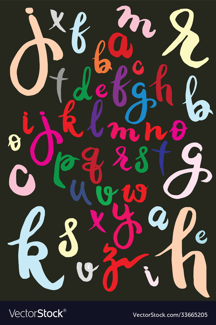 Handwritten brush script letters isolated