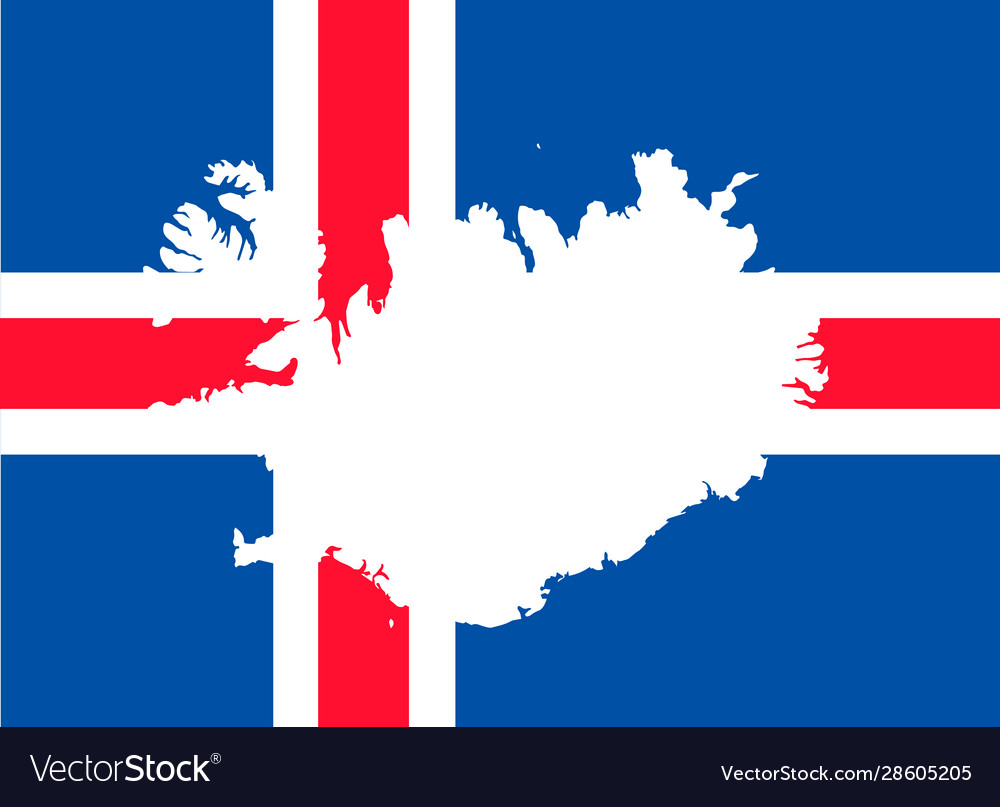 Iceland outline map with national flag background