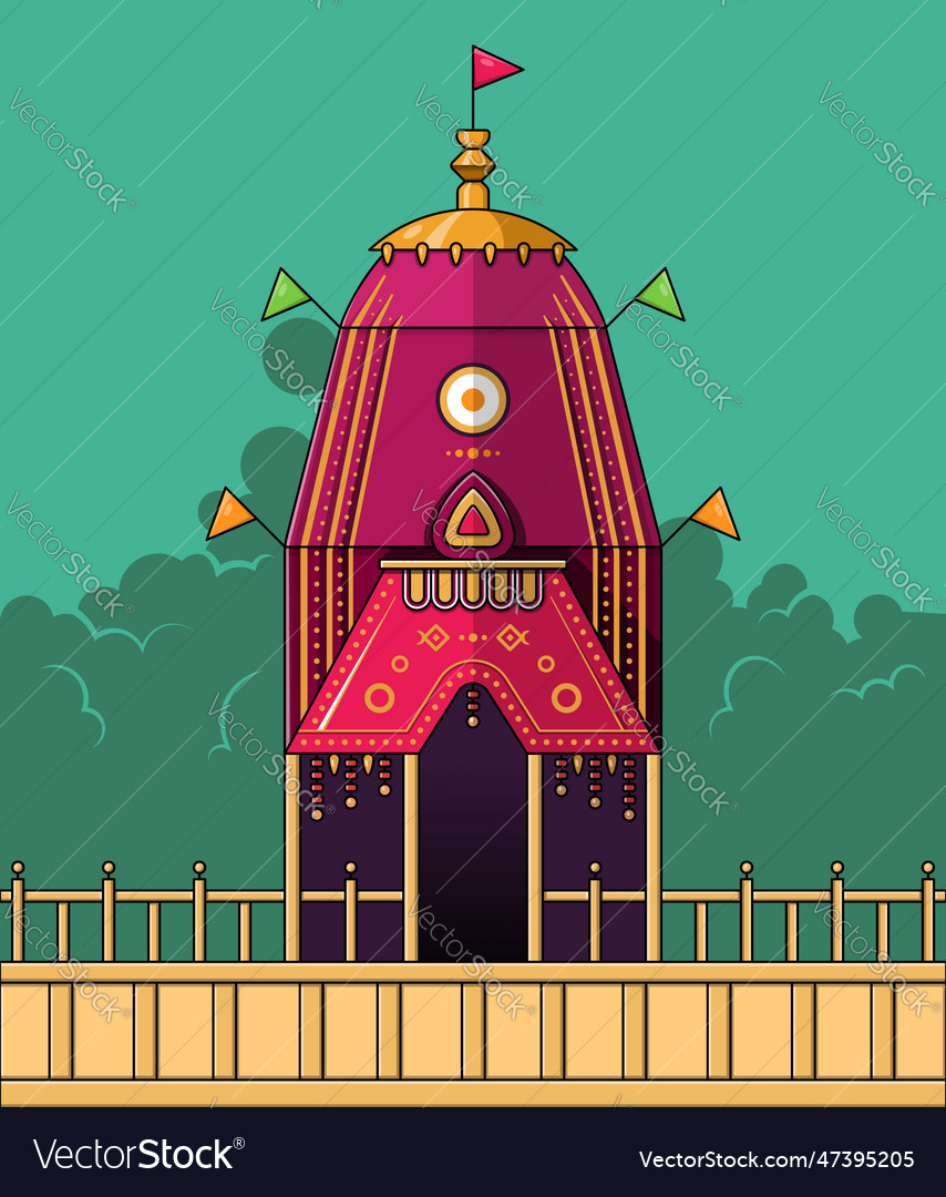 Jagannath rath isolated on green sky background Vector Image