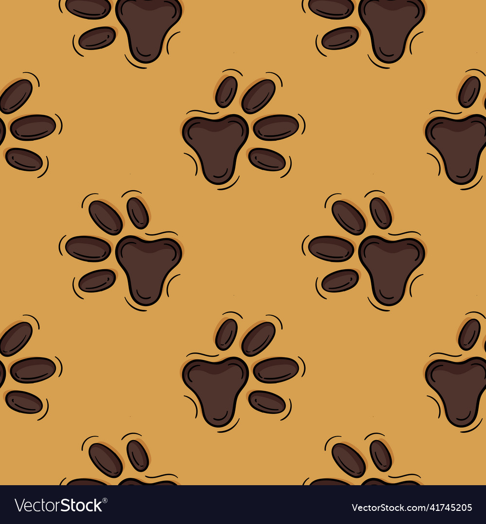Seamless pattern hand drawn dog footprints Vector Image