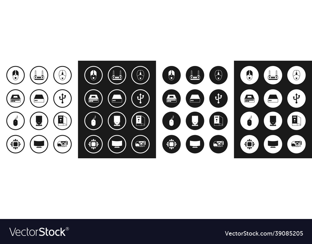 Set computer mouse server data web hosting vector image Set computer mouse server data web hosting