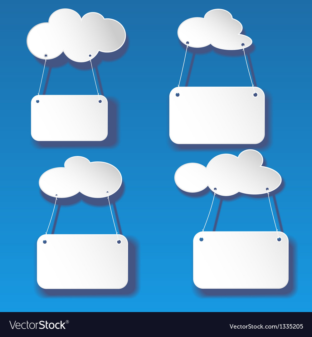 set cutout white clouds with banners royalty free vector cloud cut out