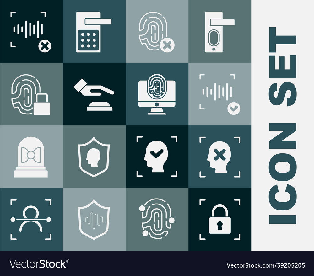 Set fingerprint with lock rejection face vector image Set fingerprint with lock rejection face