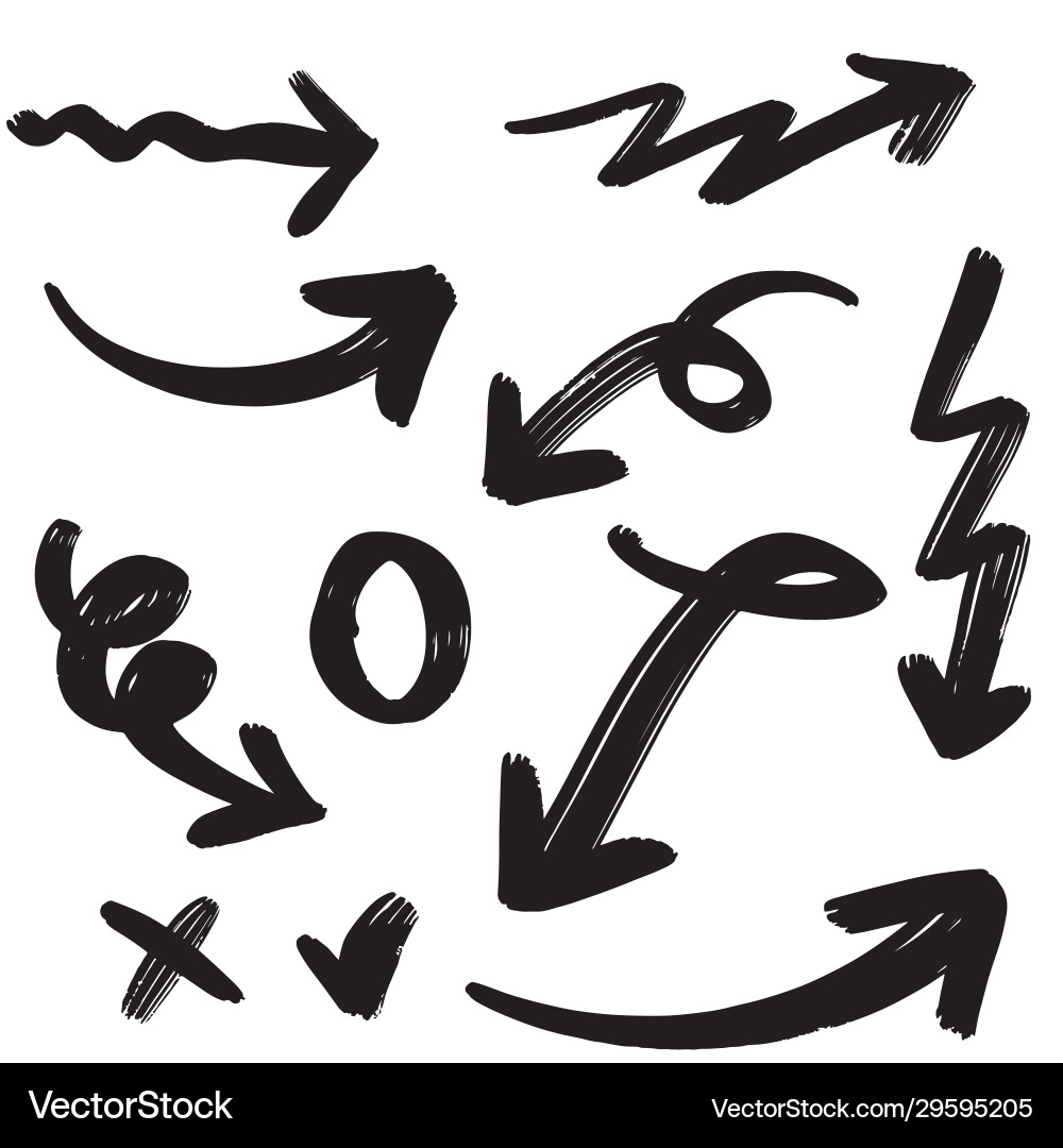 Set hand drawn arrows doodle design elements Vector Image