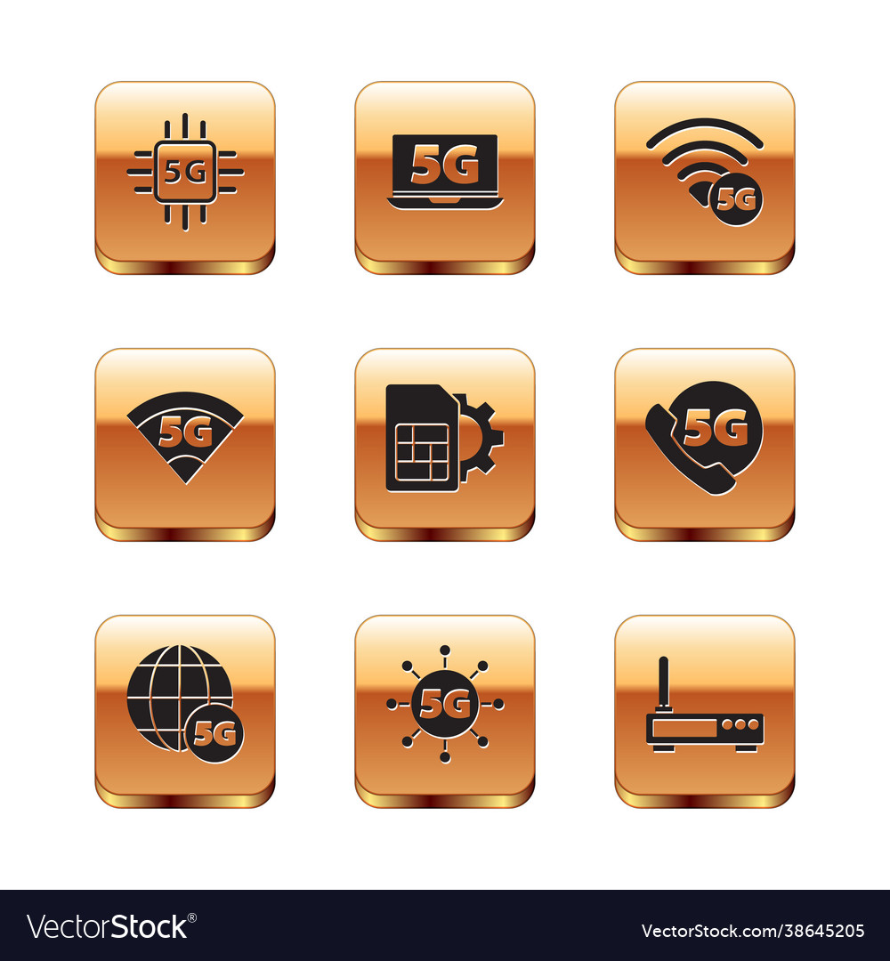 Set processor 5g network sim card setting vector image Set processor 5g network sim card setting