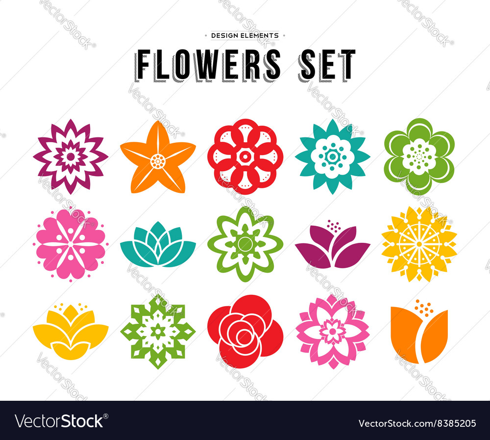 Spring flower icon set with colorful flat designs Vector Image