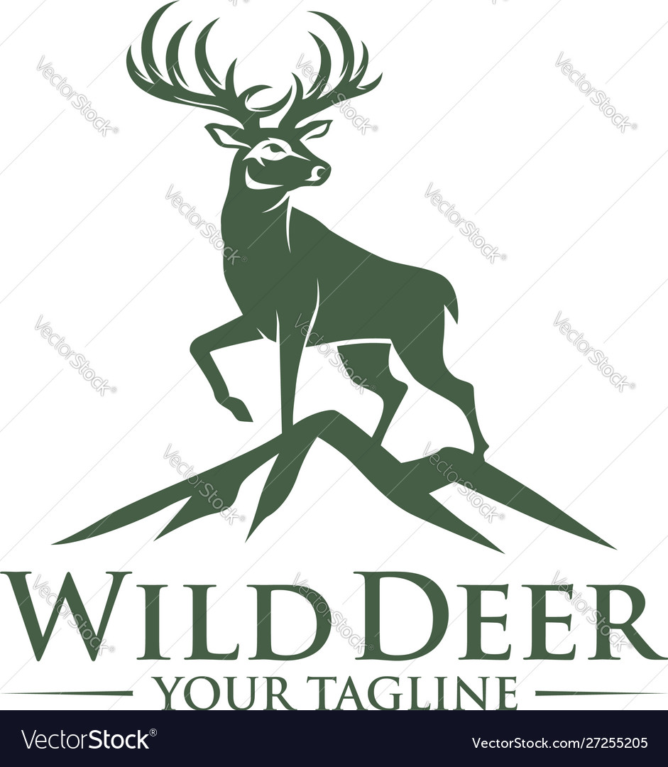 Wild Deer Vintage Logo Badge Royalty Free Vector Image