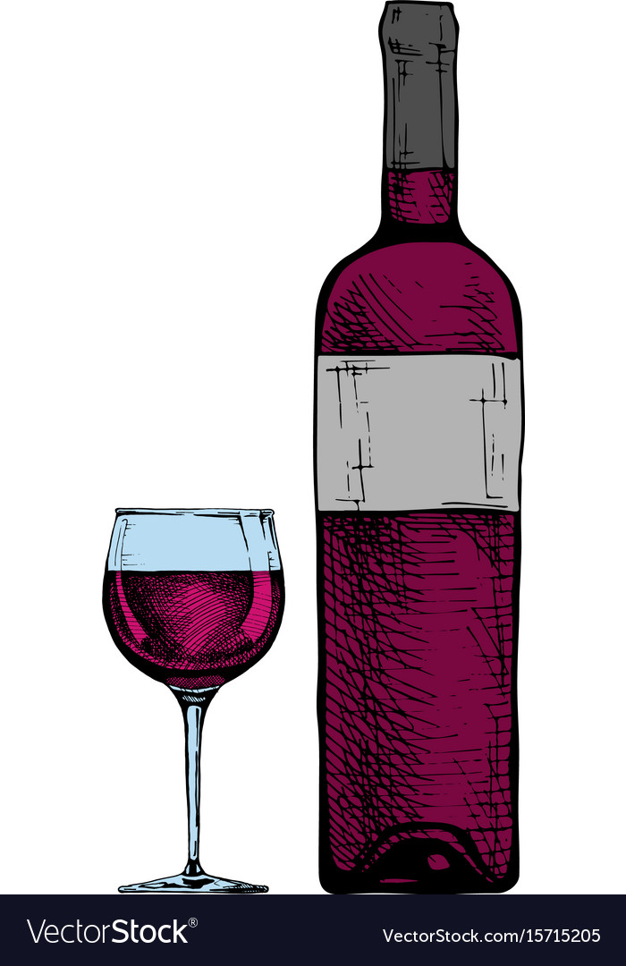 Wine glass and bottle Royalty Free Vector Image