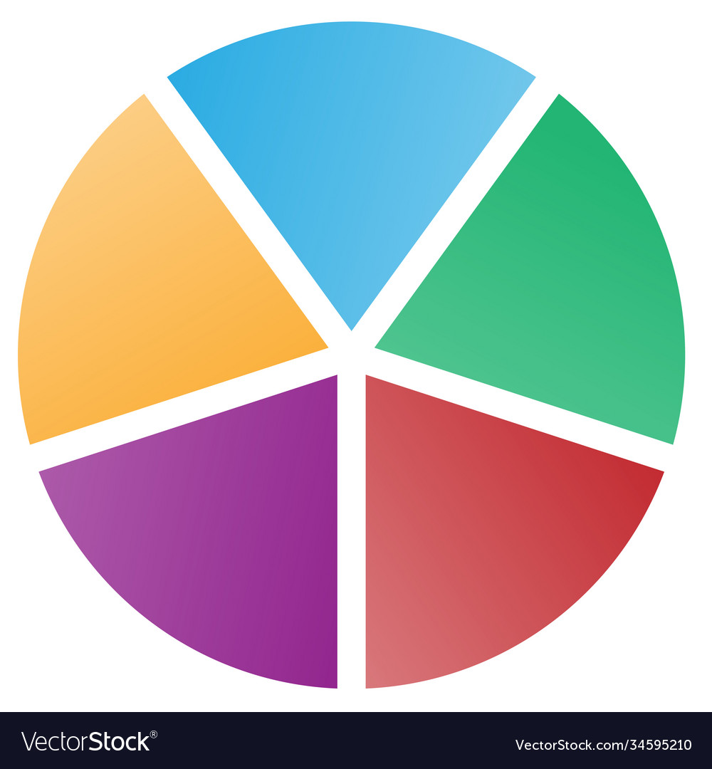 5 piece pie chart Royalty Free Vector Image VectorStock