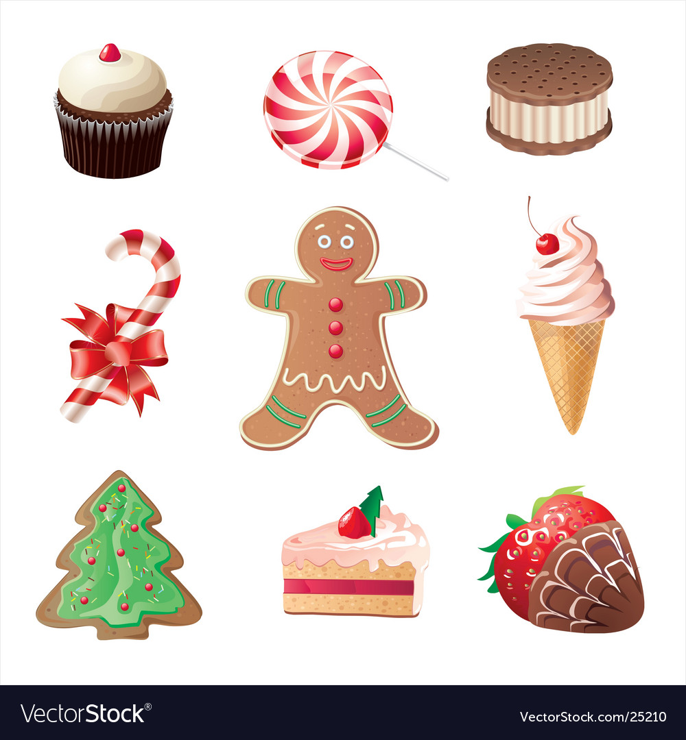 Christmas sweets icons set Royalty Free Vector Image