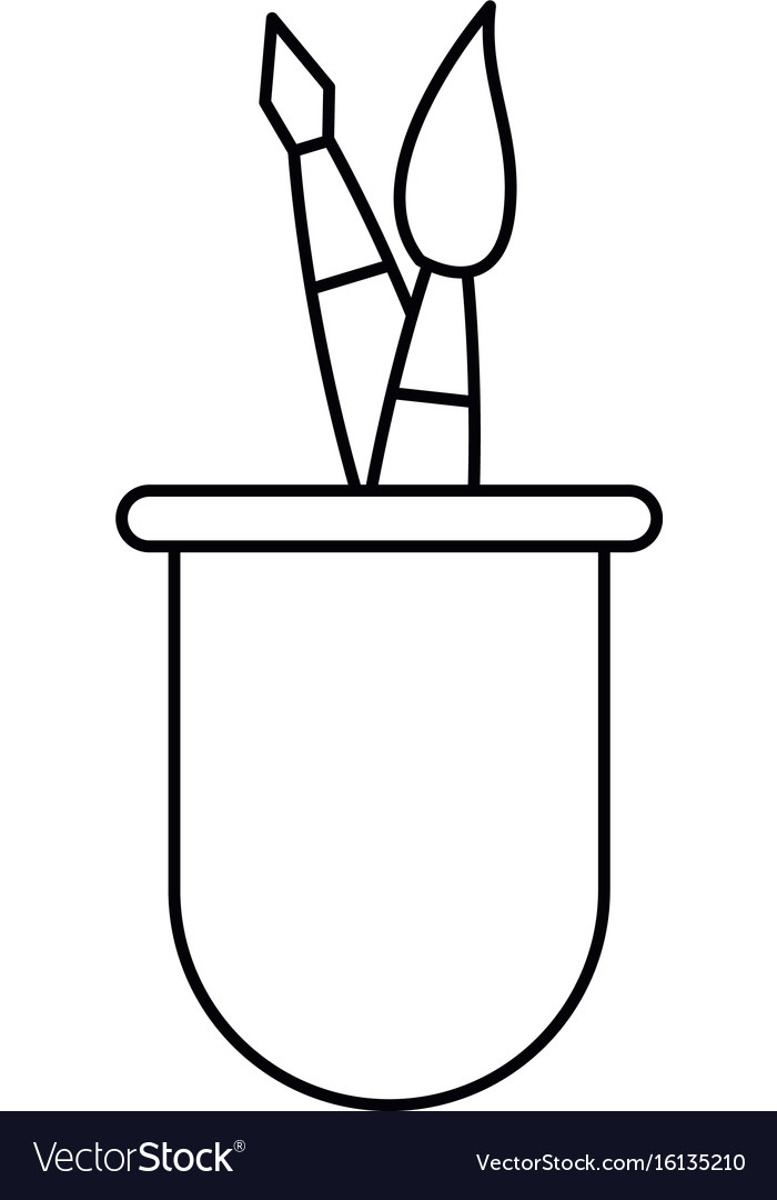 Cup with paint brush artistic utensils style Vector Image