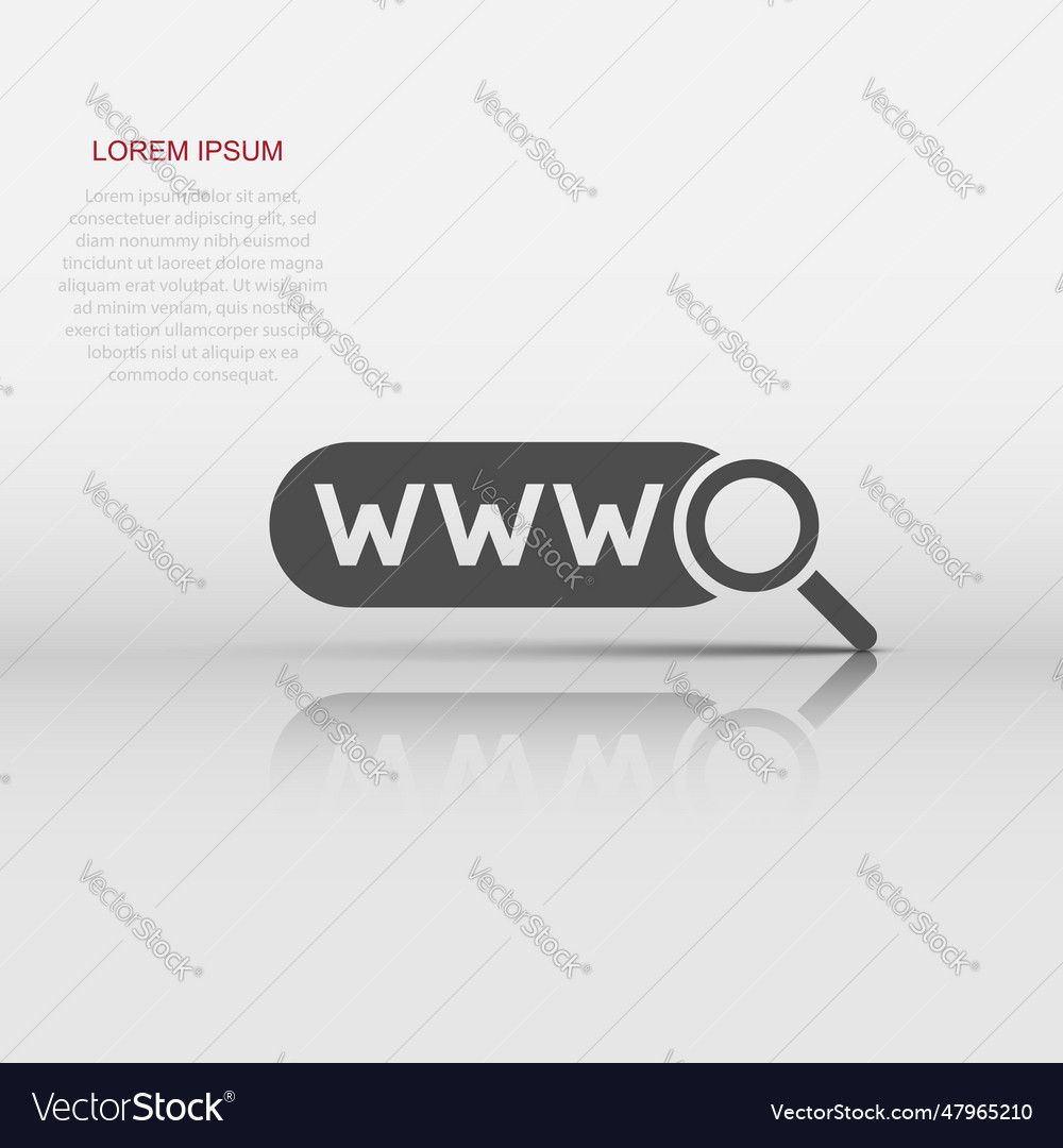 Global search icon in flat style website address vector image Global search icon in flat style website address