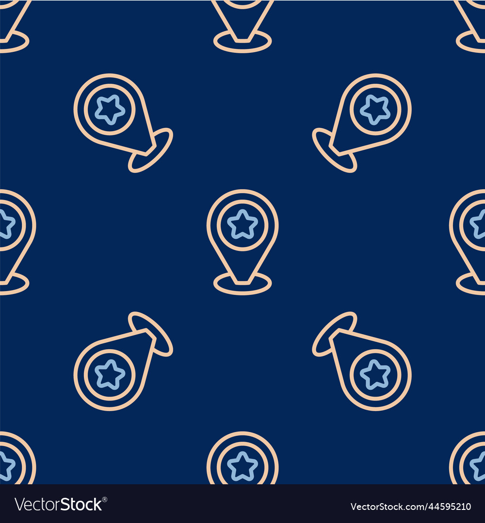 Line map pointer with star icon isolated seamless vector image Line map pointer with star icon isolated seamless