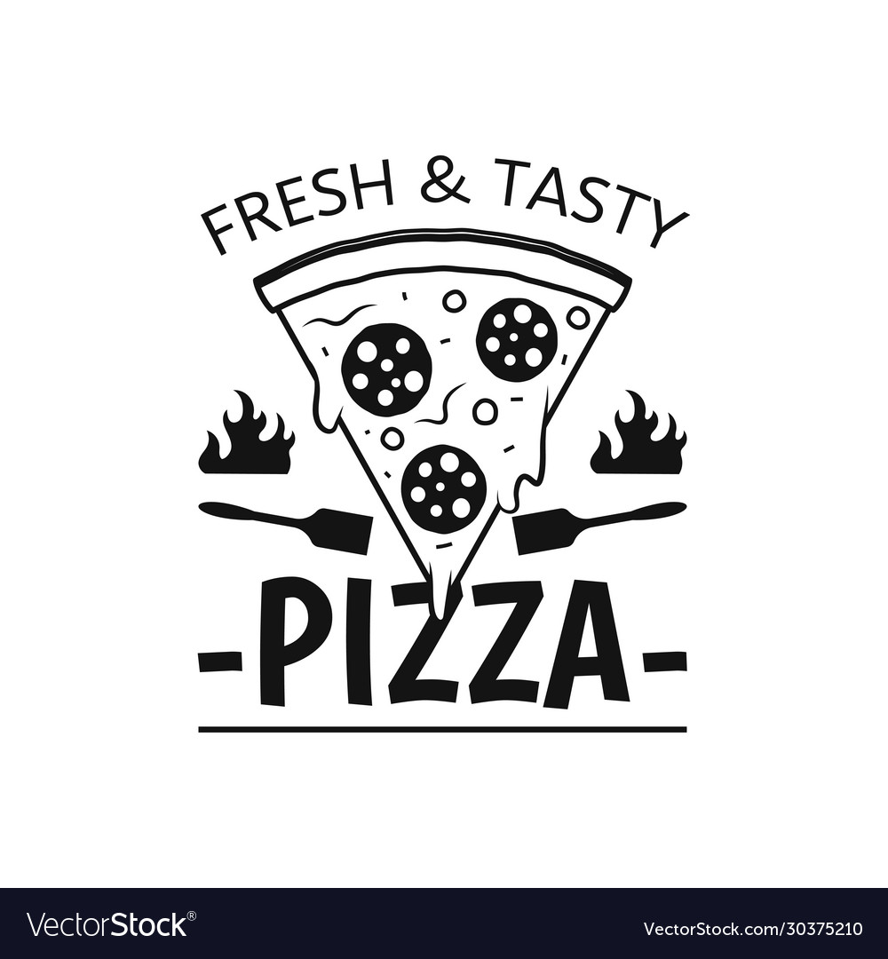 Pizza logo icon on white back concept Royalty Free Vector