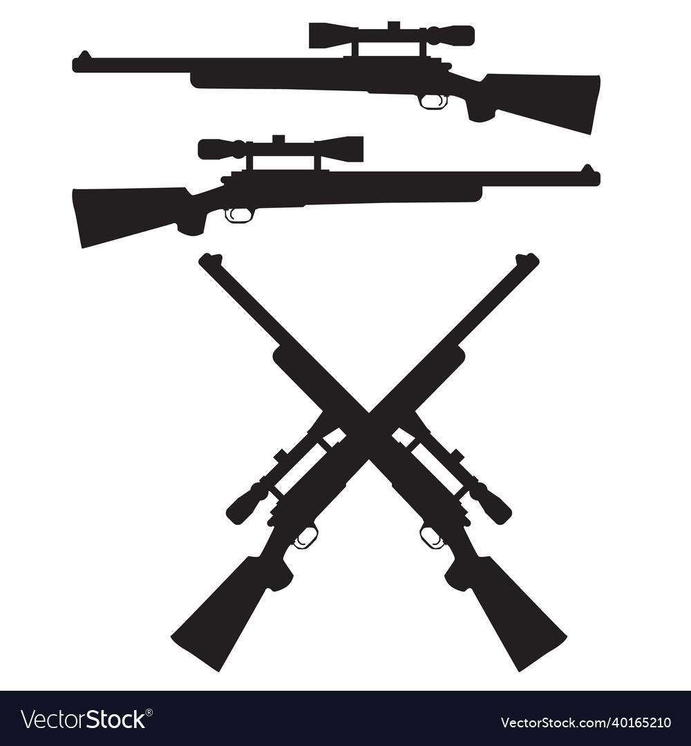 Rifle icon on white background crossed hunting