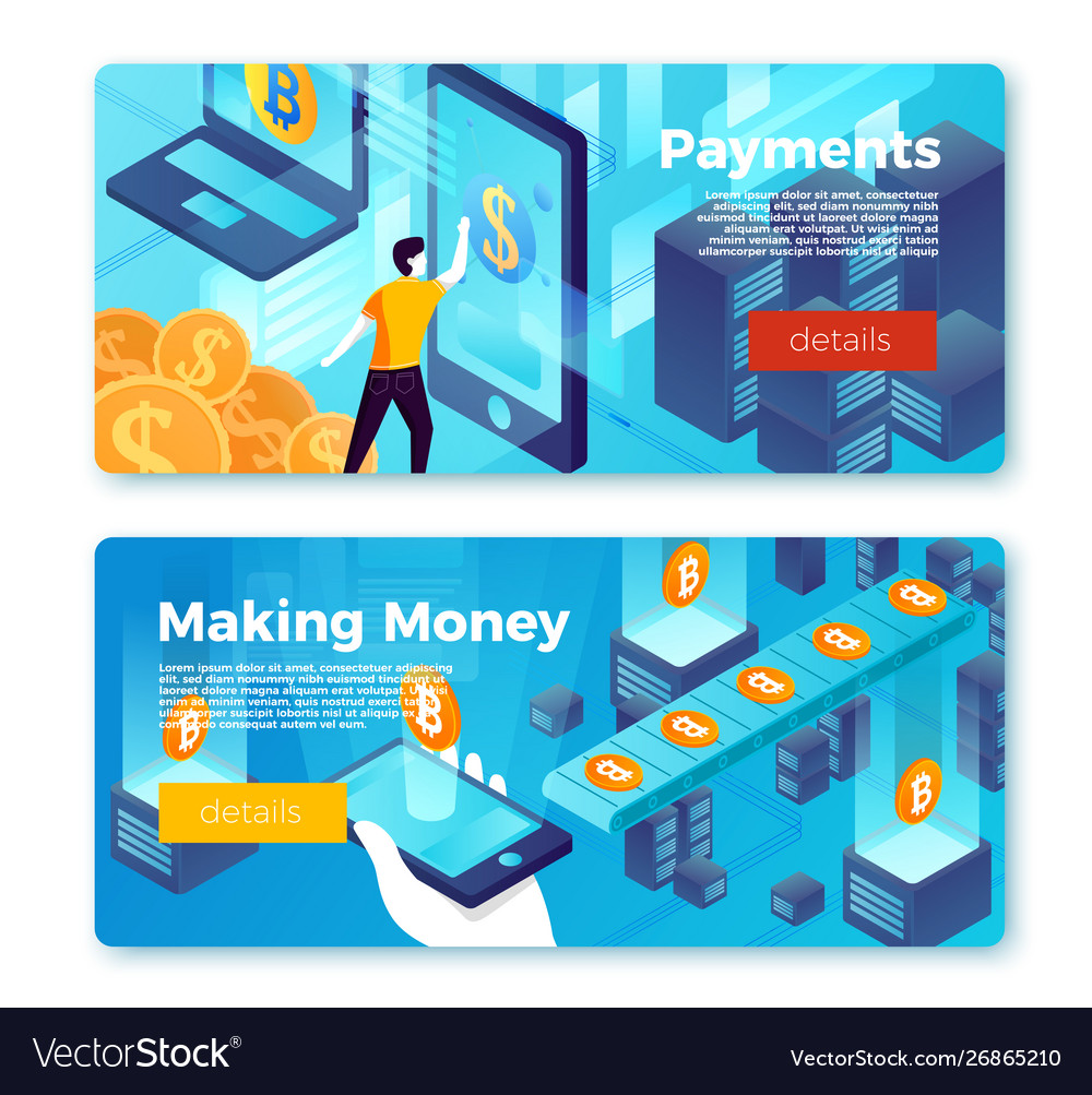 Set Banner Templates With Online Payment Vector Image