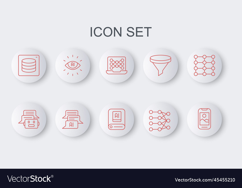 Set line mobile phone chat bot neural network vector image Set line mobile phone chat bot neural network