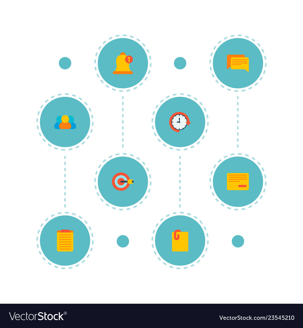 Set management icons flat style symbols