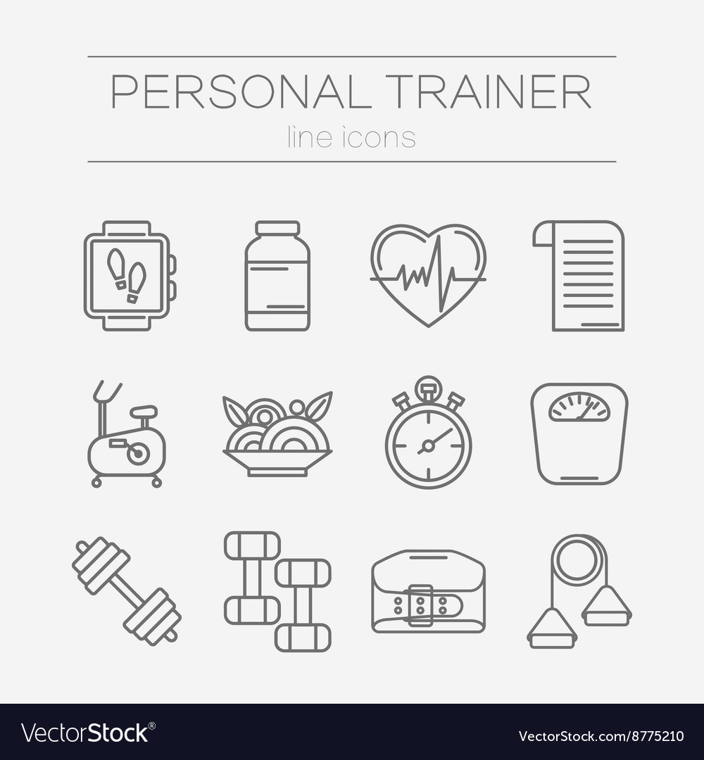 Set of line icons for personal trainer