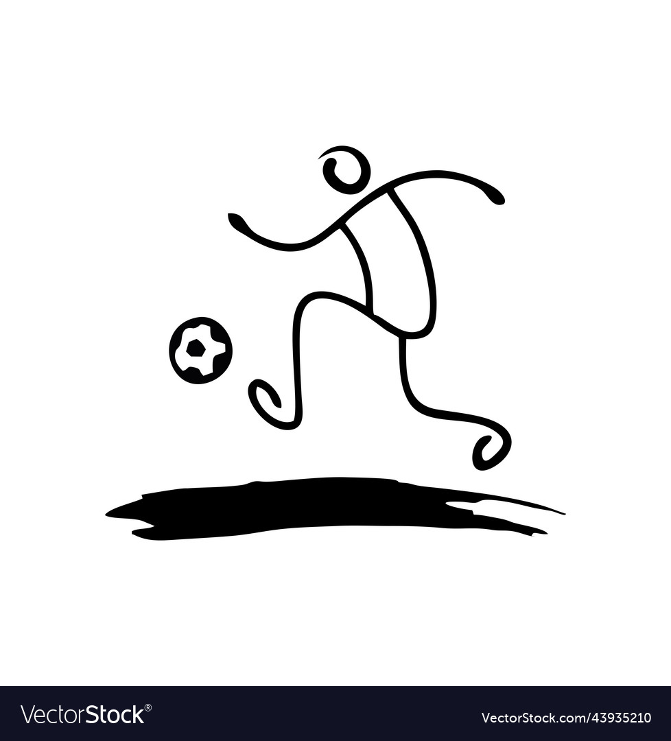 Stickman dribbling football logo sign Royalty Free Vector