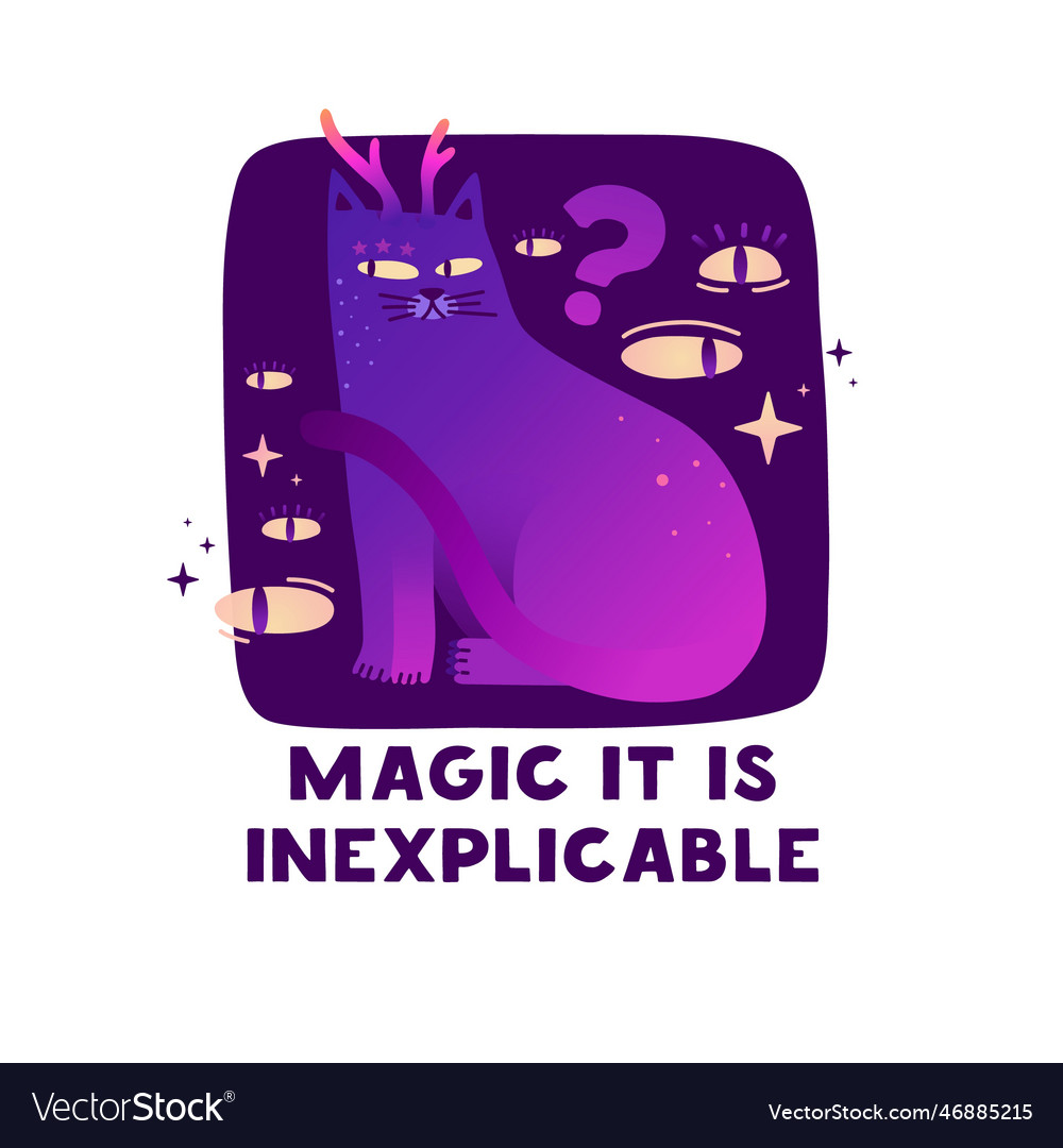 Cute with mystical shiny cat magic Royalty Free Vector Image