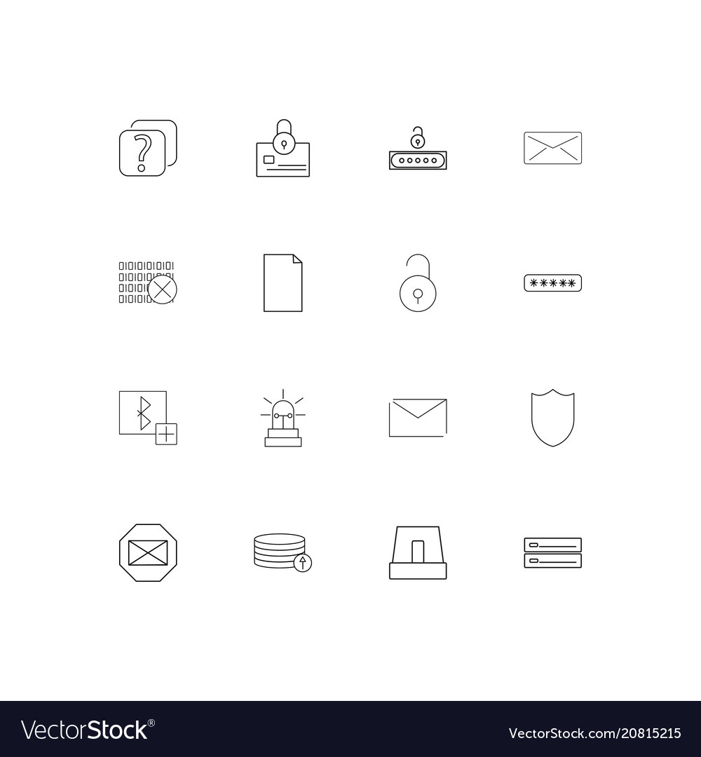 Cyber security linear thin icons set outlined