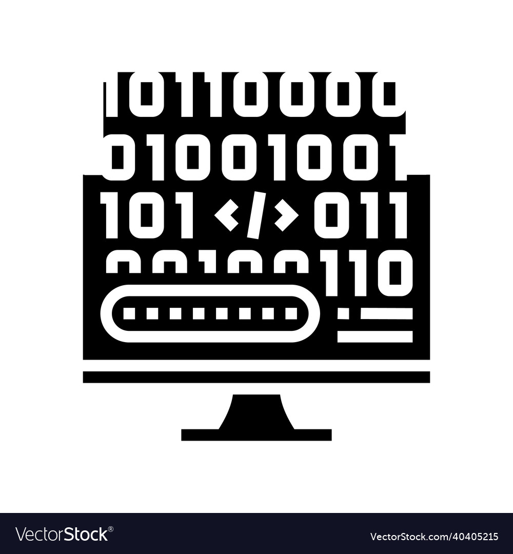 Microcode development glyph icon vector image Microcode development glyph icon