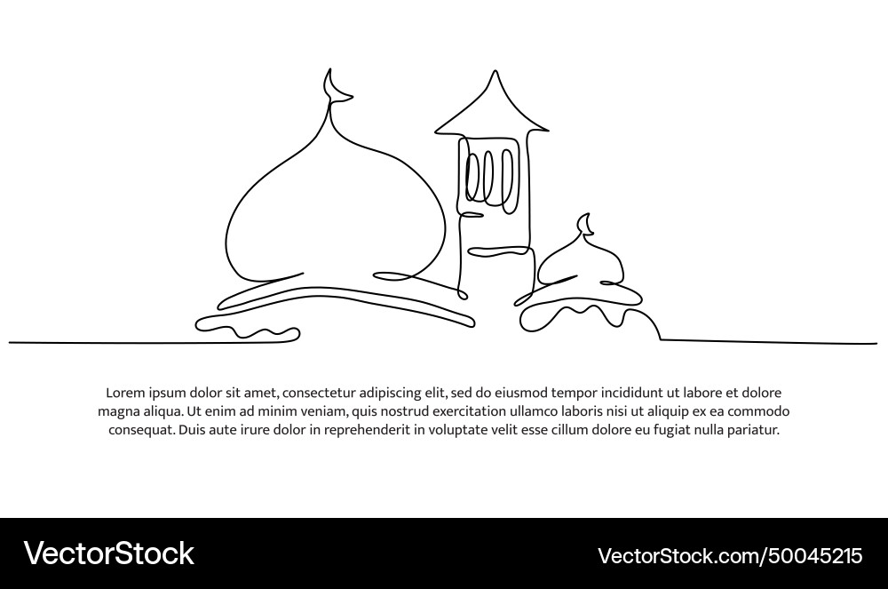 Mosque continuous line design islamic Royalty Free Vector