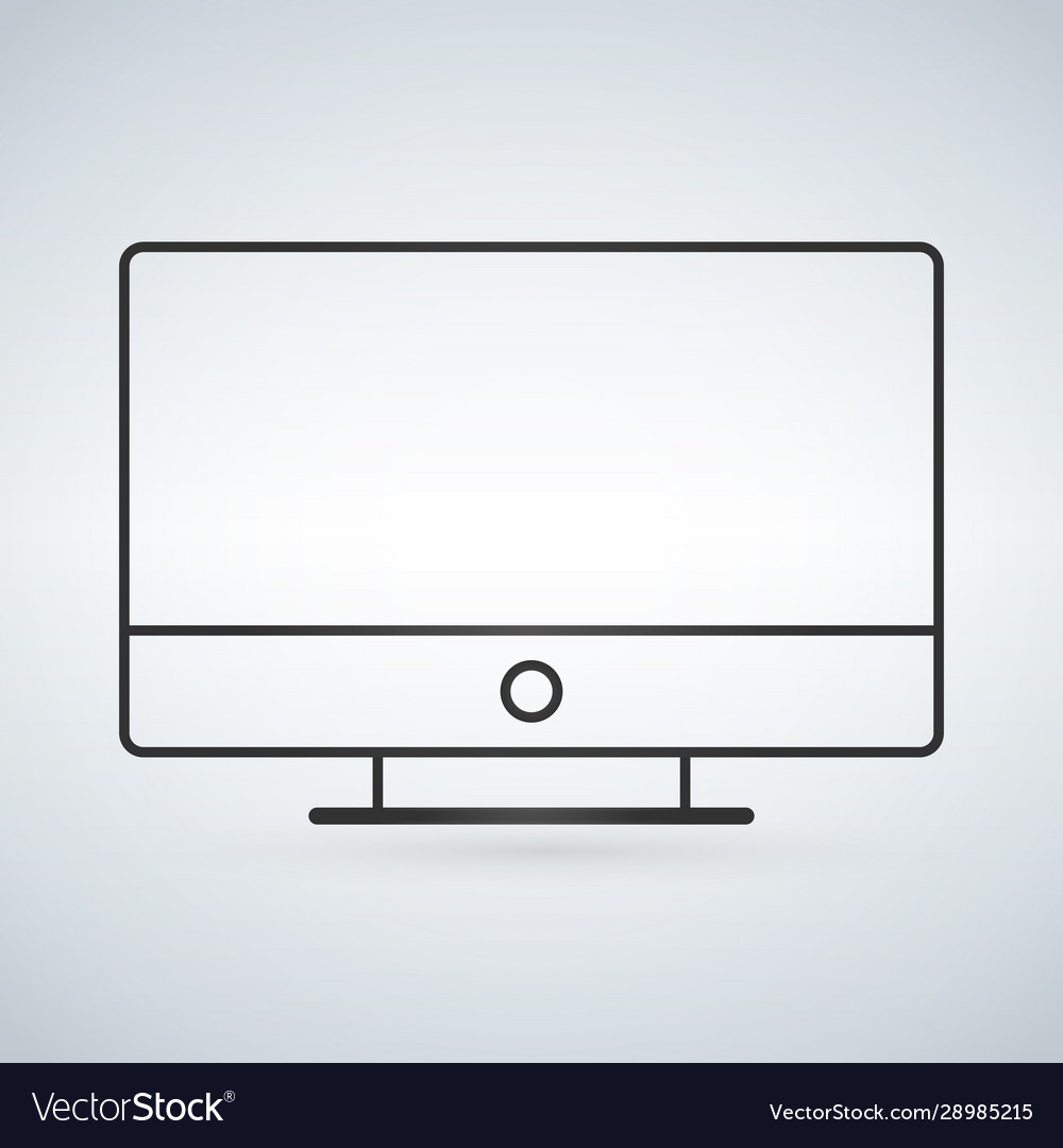 Outline Drawing Pc Monitor Elegant Thin Line Vector Image