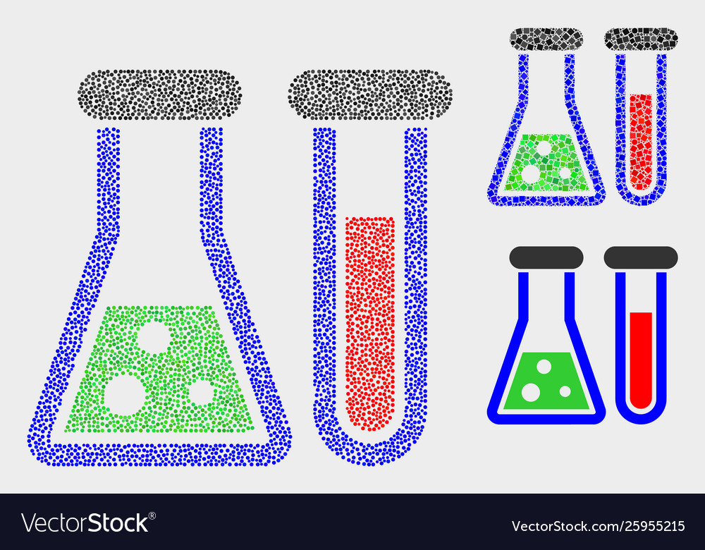 Pixelated chemical glassware icons