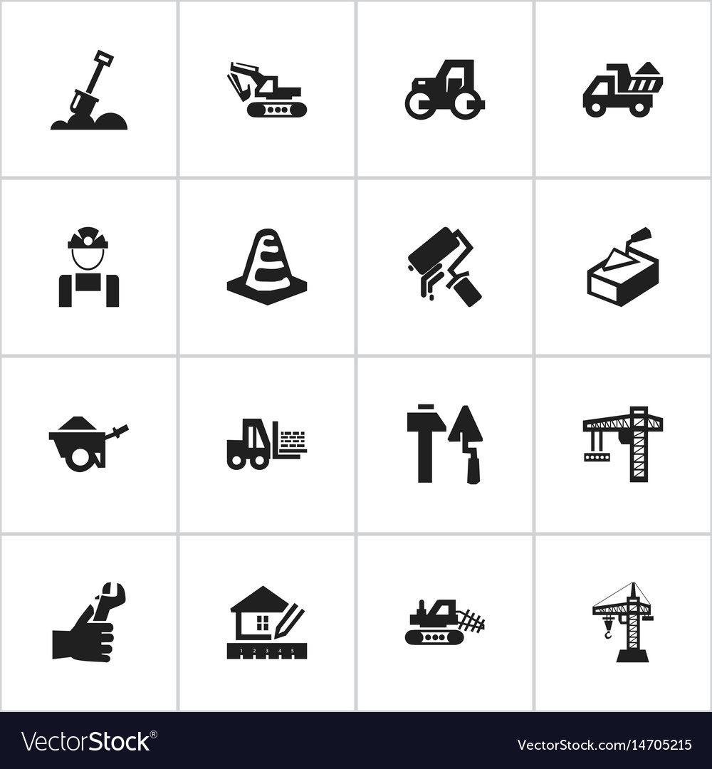 Set of 16 editable building icons includes